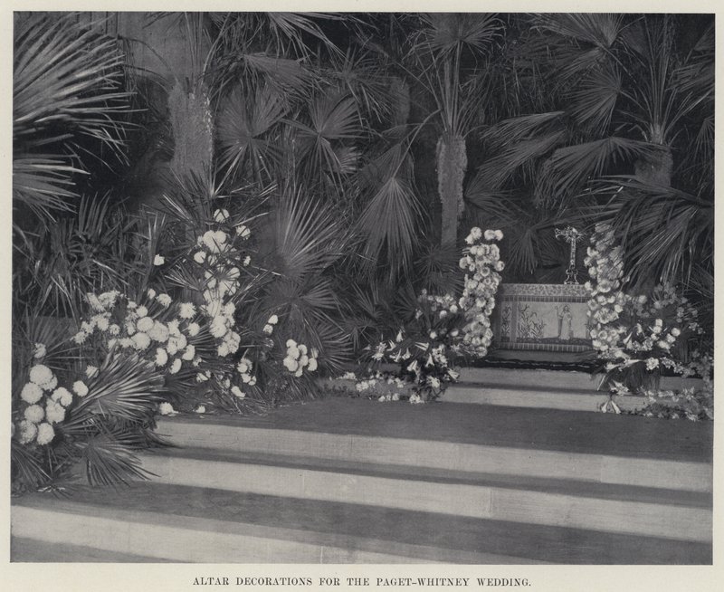 Decoraciones del altar para la boda Paget-Whitney de American Photographer