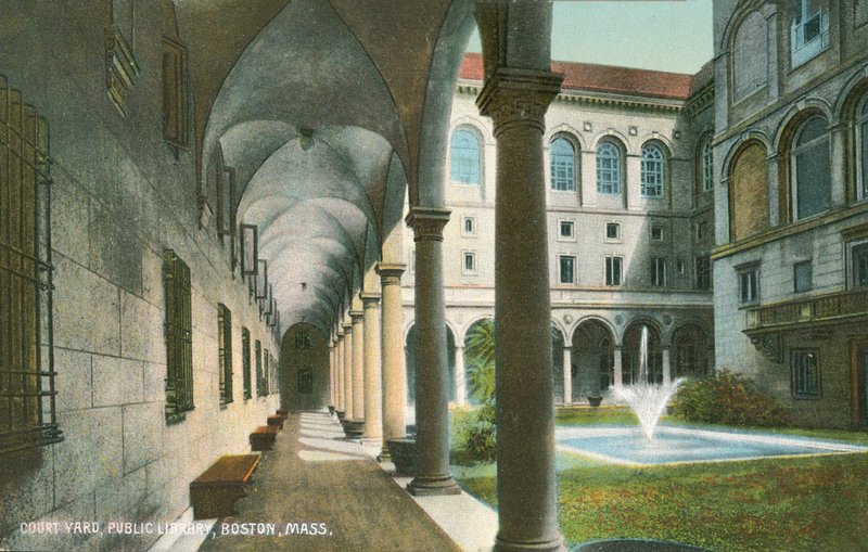 Patio de la Biblioteca Pública, Boston, Massachusetts, EE.UU. (foto en color) de American Photographer