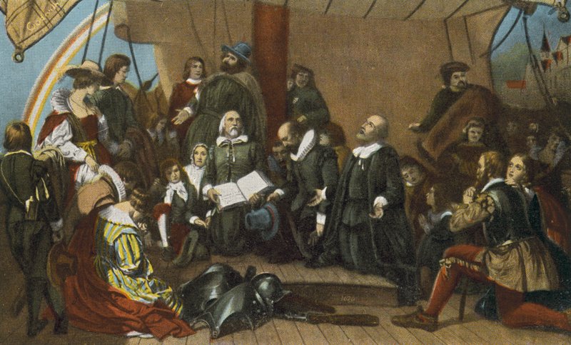 Embarque de los peregrinos, desde el puerto de Delft, 22 de julio de 1620 (impresión) de American Photographer
