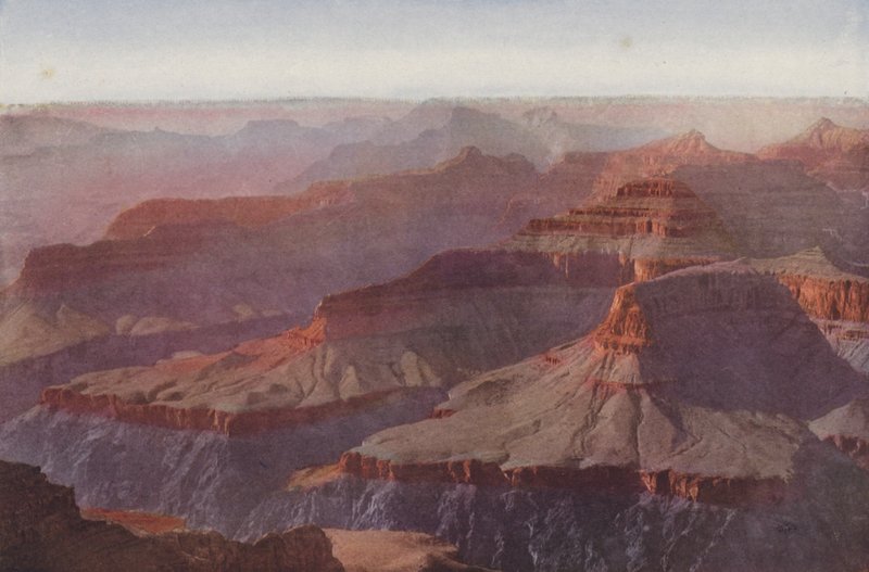 Gran Cañón, Arizona, puesta de sol desde Hopi Point (foto coloreada) de American Photographer