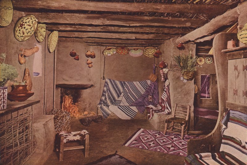 Interior de la Casa Hopi, Gran Cañón, Arizona (foto coloreada) de American Photographer