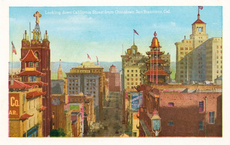 Vista de California Street desde Chinatown, San Francisco, California (foto en color) de American Photographer