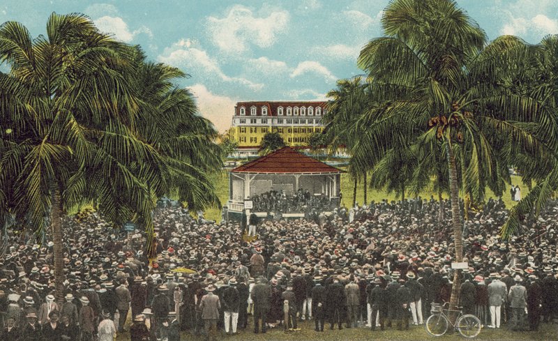 Miami, Florida, c 1925: Clase bíblica del Honorable William J Bryan en Royal Palm Park (foto en color) de American Photographer