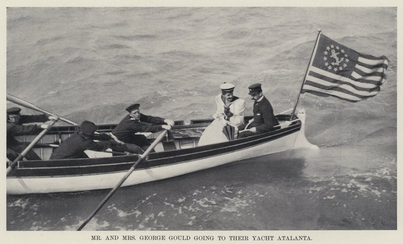 El Sr. y la Sra. George Gould yendo a su yate Atalanta de American Photographer