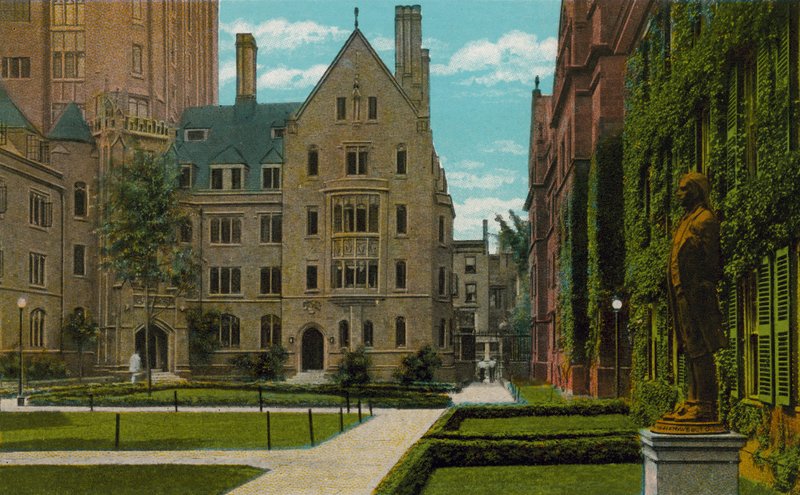 New Haven, Conn: Bingham Hall y Connecticut Hall, Universidad de Yale (foto en color) de American Photographer