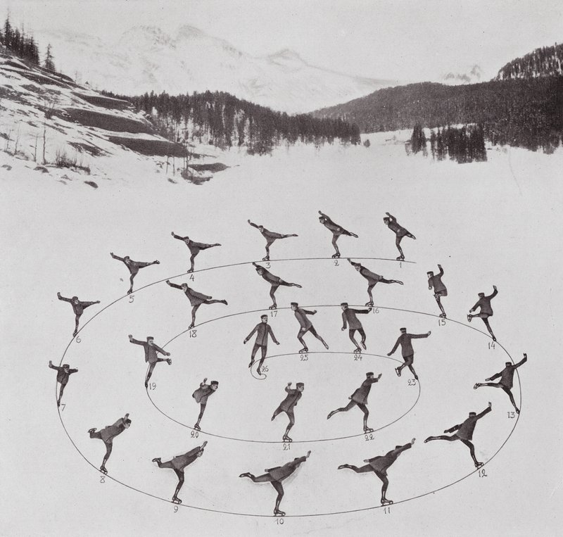 Patinando con Bror Meyer: Espiral exterior hacia delante (foto en blanco y negro) de American Photographer