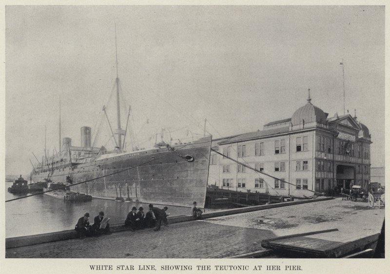 Línea White Star, mostrando el Teutonic en su Muelle de American Photographer
