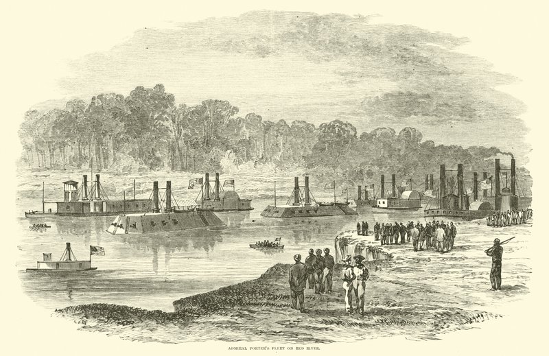 La flota del almirante Porter en el río Rojo, marzo de 1864 de American School