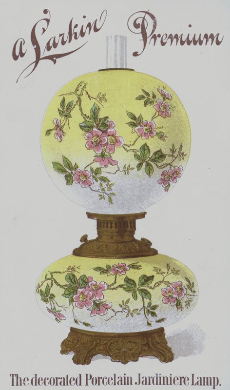 Anuncio de lámparas de porcelana decoradas Larkin Premium de American School