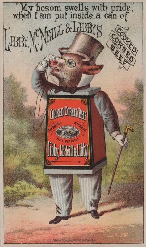 Anuncio de carne enlatada cocida de Libby, McNeill & Libby de American School