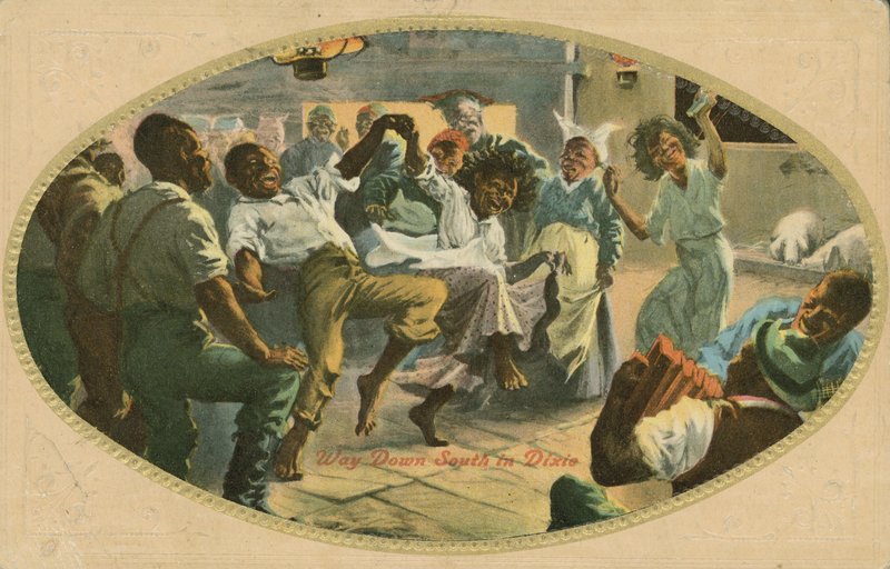 Baile afroamericano en Dixie (litografia en color) de American School