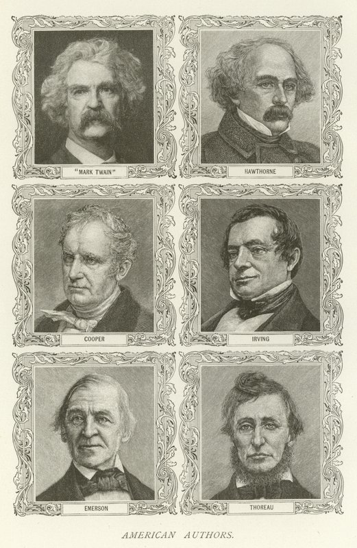 Autores Americanos, Mark Twain, Hawthorne, Cooper, Irving, Emerson, Thoreau de American School