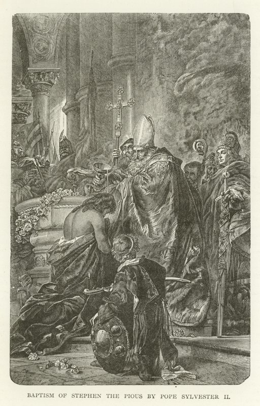 Bautismo de Esteban el Piadoso por el Papa Silvestre II de American School