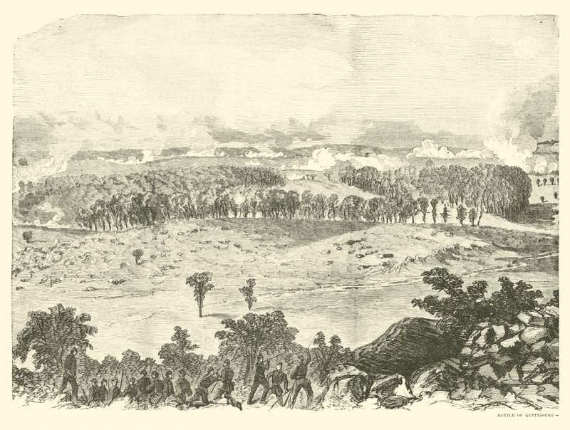 Batalla de Gettysburg, cima de Little Round Top, 2 de julio, julio 1863 de American School