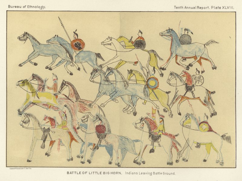 Batalla de Little Big Horn - Indios Abandonando el Campo de Batalla de American School