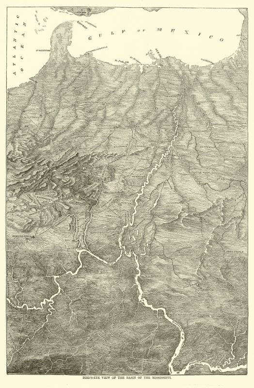 Vista aérea de la cuenca del Mississippi, 1862 de American School