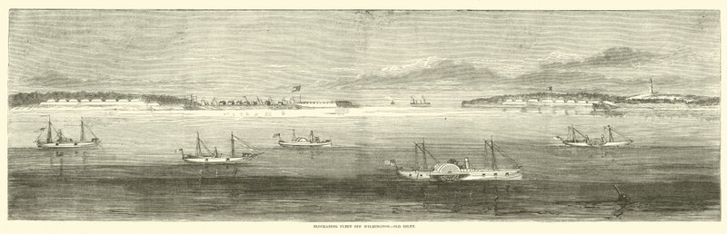 Flota de bloqueo frente a Wilmington, Old Inlet, octubre 1864 de American School