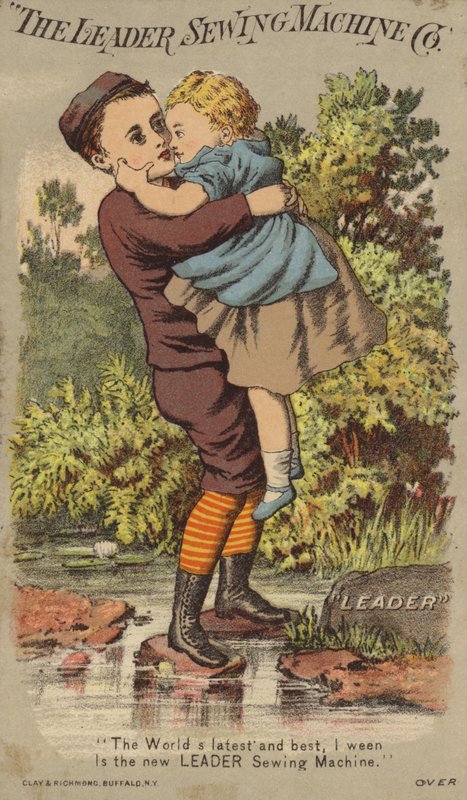 Niño llevando a niña sobre el río de American School