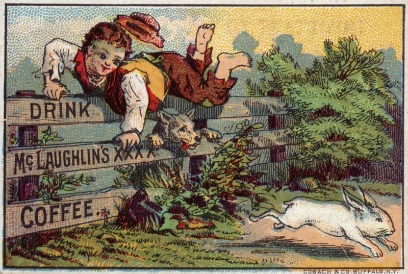 Niño y perro persiguiendo un conejo de American School