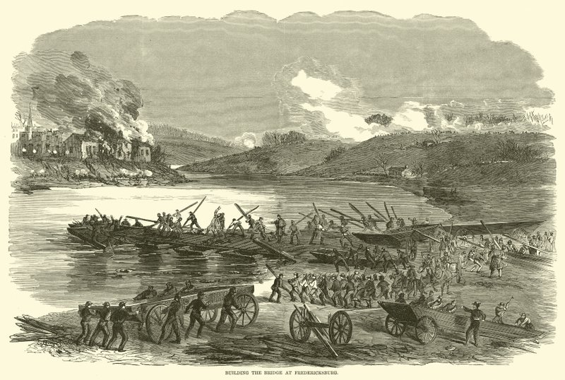 Construyendo el puente en Fredericksburg, diciembre 1862 de American School