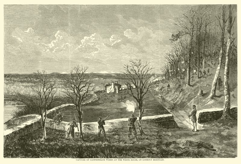 Captura de obras confederadas en la Casa Blanca, en Lookout Mountain, noviembre de 1863 de American School