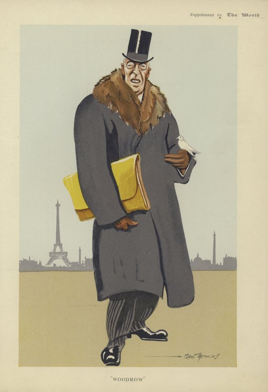 Caricatura de Woodrow Wilson (litografía en color) de American School