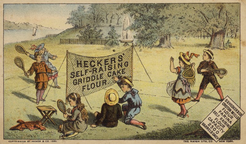 Niños jugando al raquetbol, anunciando harina de American School