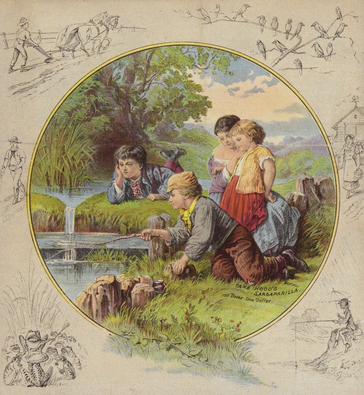 Niños pescando en el estanque de American School