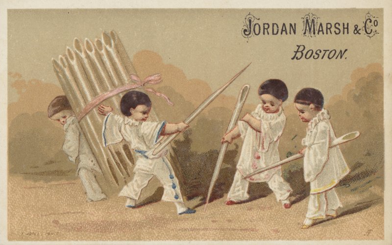 Niños con agujas de coser de American School