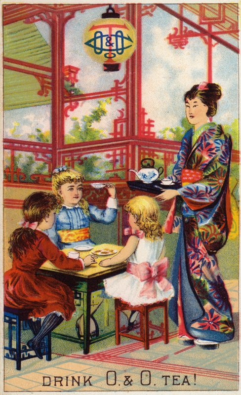 Niños en una ceremonia del té japonesa de American School
