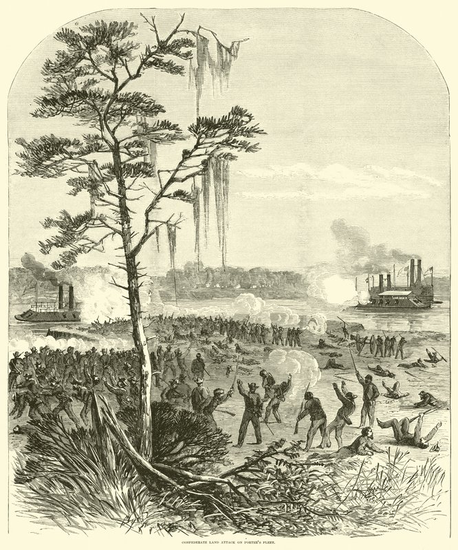 Ataque terrestre confederado a la flota de Porter, abril de 1864 de American School
