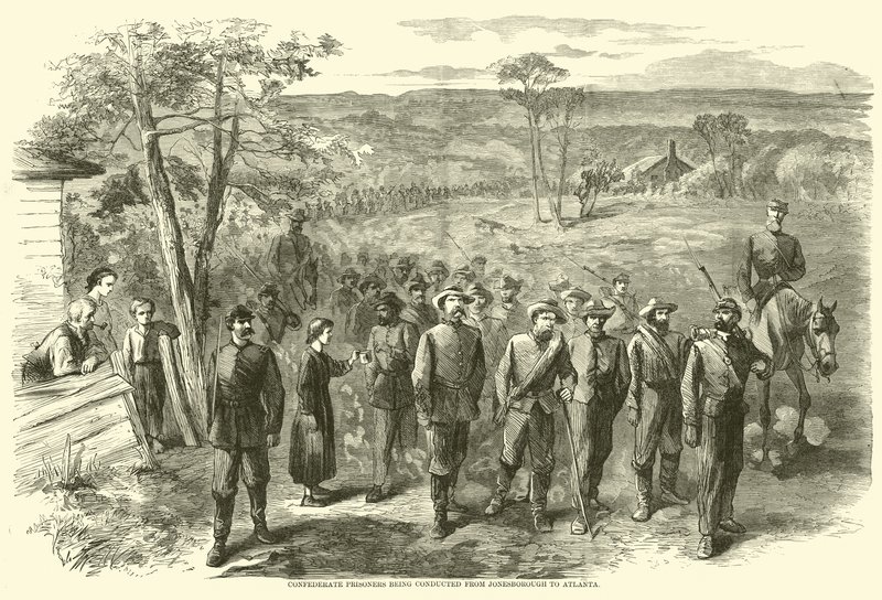 Prisioneros confederados siendo conducidos de Jonesborough a Atlanta, septiembre de 1864 de American School