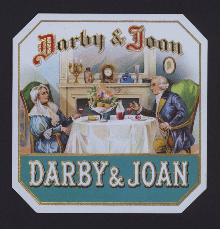 Darby y Joan, etiqueta de cigarro (chromolitho) de American School