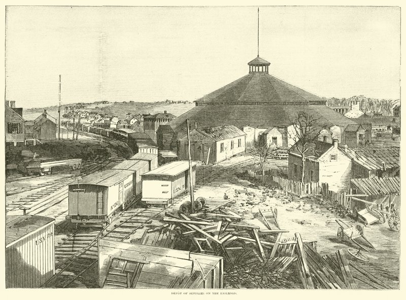 Depósito de suministros en el ferrocarril, octubre de 1863 de American School