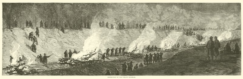 Destrucción del ferrocarril de Weldon, septiembre 1864 de American School