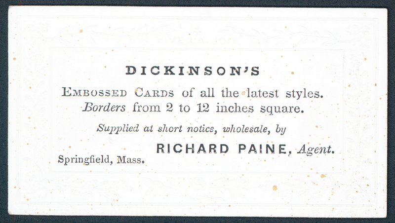 Dickinsons, proveedor de tarjetas en relieve de todos los estilos más recientes, tarjeta comercial de American School