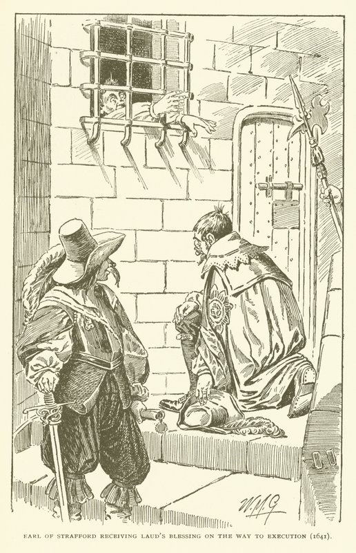 El conde de Strafford recibiendo la bendición de Laud en camino a la ejecución (1641) (grabado) de American School