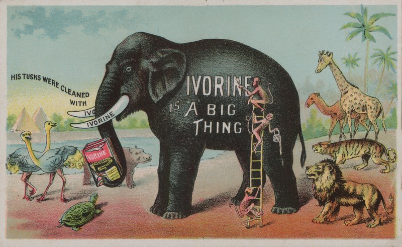Elefante anunciando jabón Ivorine de American School