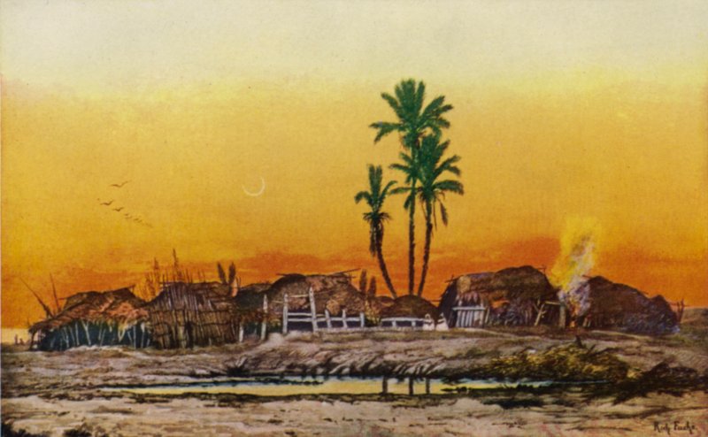 Tarde en un pueblo árabe (litografia en color) de American School