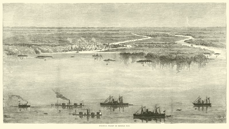 Flota federal en la bahía de Mobile, agosto 1864 de American School