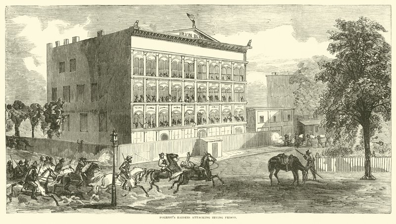 Asaltantes de Forrest atacando la prisión de Irving, agosto de 1864 de American School