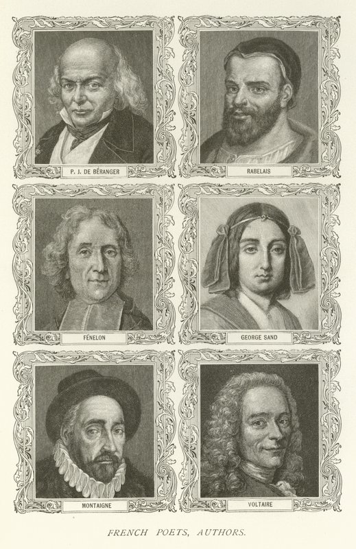 Poetas Franceses, Autores, P J De Beranger, Rabelais, Fenelon, George Sand, Montaigne, Voltaire de American School