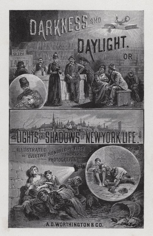 Frontispicio para Oscuridad y Luz del Día, o Luces y Sombras de la Vida en Nueva York por la Sra. Helen Campbell de American School