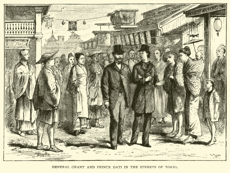El General Grant y el Príncipe Dati en las calles de Tokio de American School