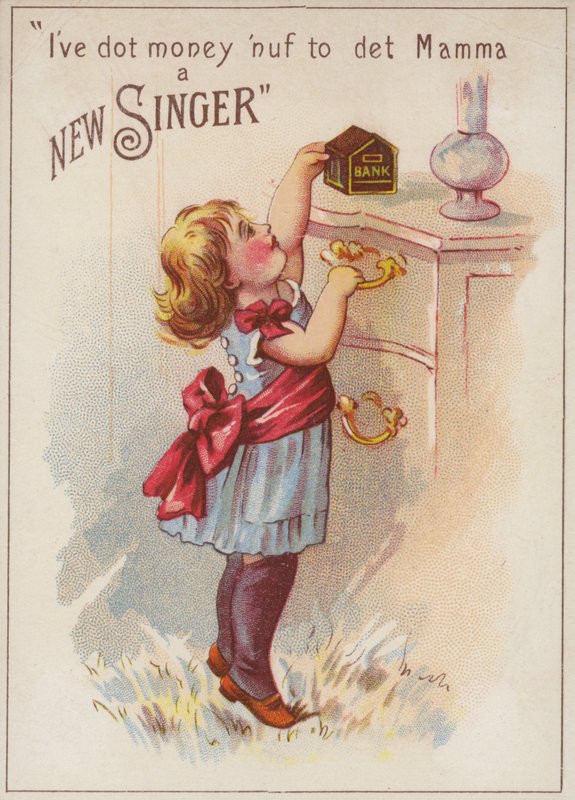 Niña con caja de dinero de American School