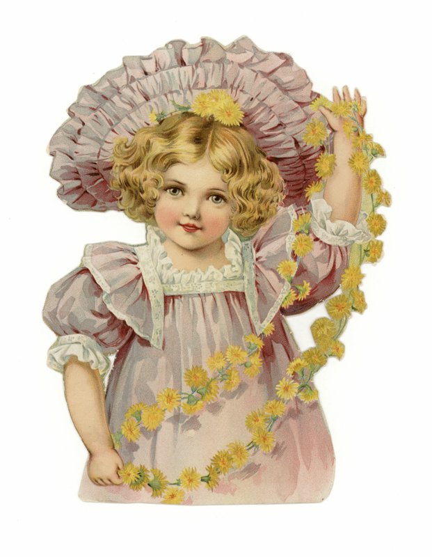 Niña con guirnalda de flores de American School