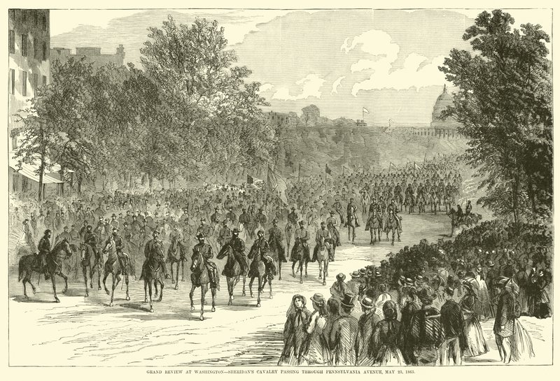 Gran desfile en Washington, caballería de Sheridan pasando por la Avenida Pensilvania, 23 de mayo 1865 de American School