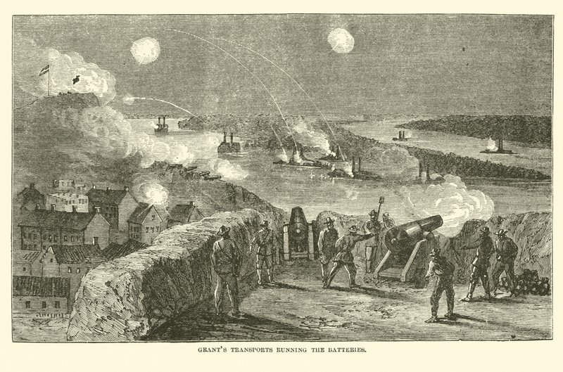 Transportes de Grant atravesando las baterías, abril 1863 de American School