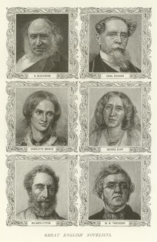 Grandes Novelistas Ingleses, R Blackmore, Charles Dickens, Charlotte Bronte, George Eliot, Bulwer-Lytton, W M Thackeray de American School