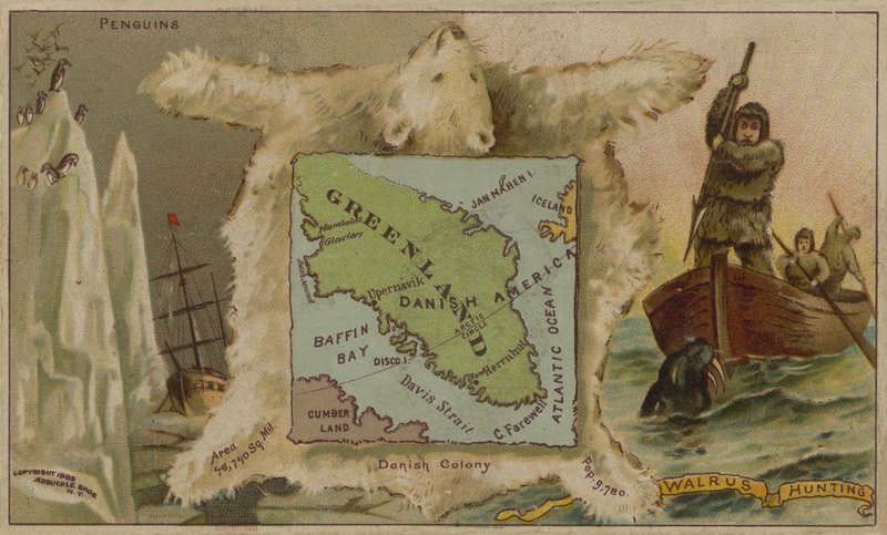 Groenlandia, pingüinos, osos polares y caza de morsas (cromolito) de American School